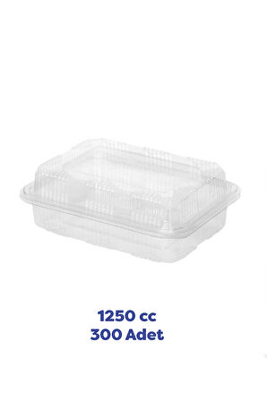 Tiri Store Kapaklı 1250 cc Yüksek Kapak Sızdırmaz Plastik Kap 300 Adet