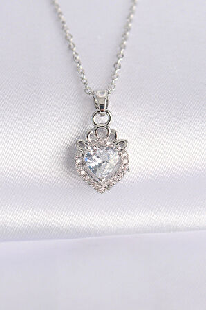 316L Çelik Zincir Gümüş Renk Zirkon Taşlı Rapunzel Kolye - TJ-BKO8692