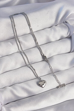 316L Çelik Gümüş Renk Kalp Model Love Kolye - TJ-BKO8932