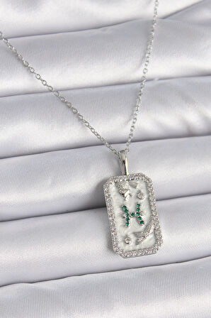 316L Çelik Gümüş Renk Zincir Balık Burcu Zirkon Taşlı Kadın Kolye - TJ-BKO9455