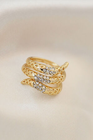 Ayarlamalı Altın Renk Metal Zirkon Taşlı Yüzük - TJ-BYK2040