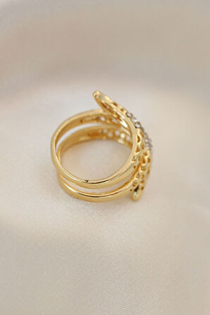 Ayarlamalı Altın Renk Metal Zirkon Taşlı Yüzük - TJ-BYK2040