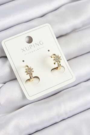 Xuping Zirkon Taşlı Çiçek Model Gold Renk Kadın Küpe - TJ-BKP10849