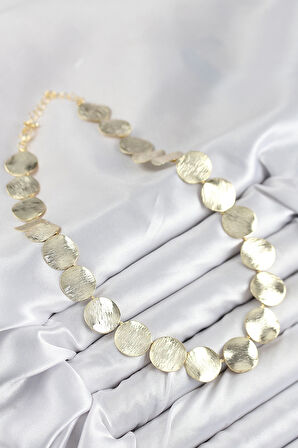 Pirinç Sıralı Para Model Gold Renk Kadın Kolye - TJ-BKO10488