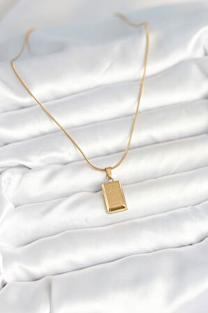 316L Çelik Gold Renk Külçe Altın Model Kolye - TJ-BKO10604
