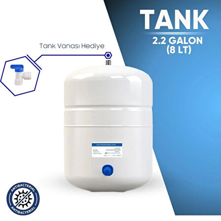 8 Litre Metal Tank 2.2 Galon Su Arıtma Tankı
