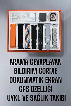 Akıllı Saat 7 Kordonlu Metal,Plastik Ve Hasır Kordon Seçeneği