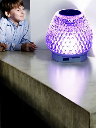 G5 Kristal Şarjlı Masa Lambası - 7 Renk Gece Lambası ve Bluetooth Hoparlör