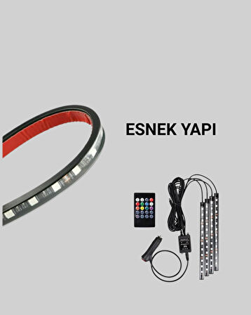 4 Parça RGB LED Araç İçi Aydınlatma Sistemi