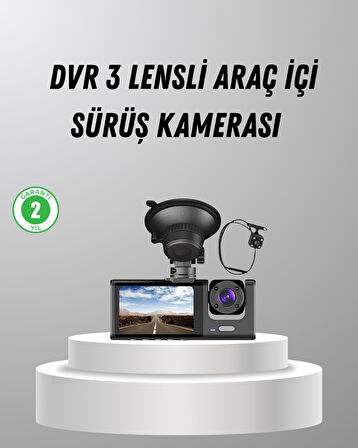 Üç Kameralı Araç DVR Full HD Gece Görüşlü ve 2 inç IPS Ekranlı