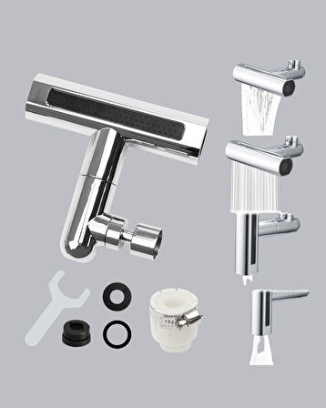 360° Dönebilen Musluk Başlığı 4 Fonksiyonlu Su Tasarruflu ve Dayanıklı