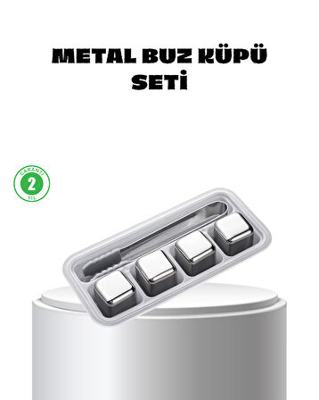 Paslanmaz Çelik Metal Buz Küpü Seti Sulandırmadan Soğutma ve Klips Dahil