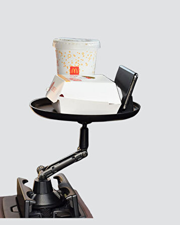 Araç İçi 360° Ayarlanabilir Bardaklık Tepsisi Geniş Yüzeyli ve Telefon Standlı
