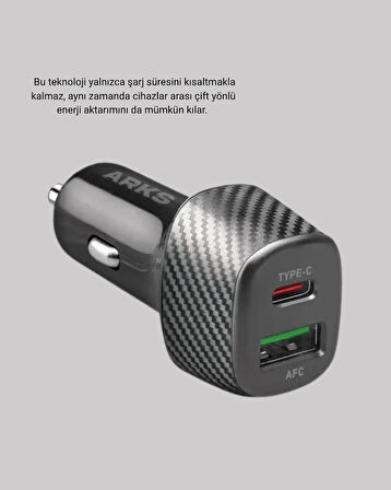38W Araç Şarj Cihazı Type-C PD USB Hızlı Şarj Çift Port