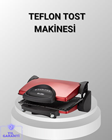 Tost Makinesi Kırmızı Döküm Plaka 6+ Dilim Çok Kapasiteli Izgara