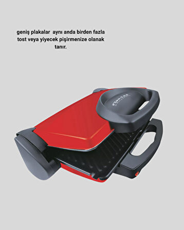 Tost Makinesi Kırmızı Döküm Plaka 6+ Dilim Çok Kapasiteli Izgara