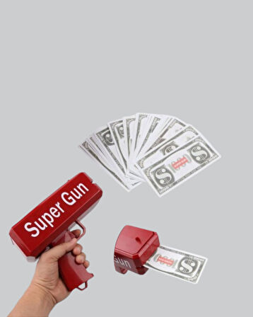 Super Money Gun Para Saçma Tabancası Yüksek Atış Güçlü Kırmızı Model