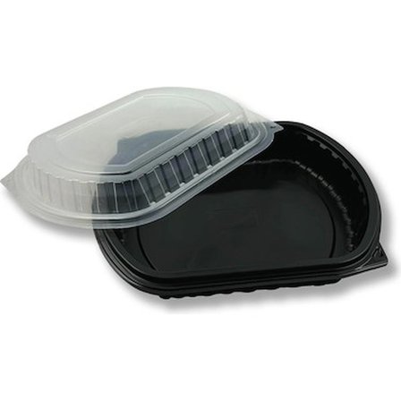 ŞeyliŞeyler - Mikrodalga Uyumlu Sızdırmaz Sıcak Yemek Kabı 100 Adet - Siyah Paket Servis Gıda Kabı (Kapak Dahil Set)