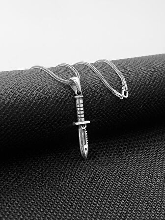 Rambo Bıçak Tasarımlı 925 Ayar Gümüş Kolye