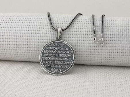 Ayetel Kürsi Ayeti Yazılı 925 Ayar Gümüş Kolye