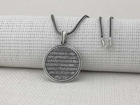 Ayetel Kürsi Ayeti Yazılı 925 Ayar Gümüş Kolye