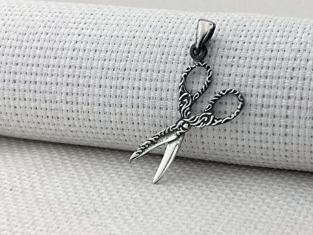 Makas Tasarımlı 925 Ayar Gümüş Kolye Ucu