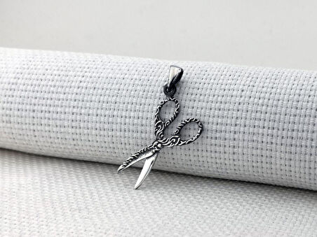 Makas Tasarımlı 925 Ayar Gümüş Kolye Ucu