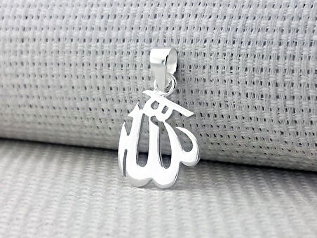 Allah Yazılı Küçük Boy Parlak 925 Ayar Gümüş Kolye Ucu