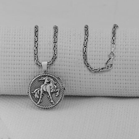  İçi Açılabilir Şans Nalı 925 Ayar Erkek Gümüş Kolye