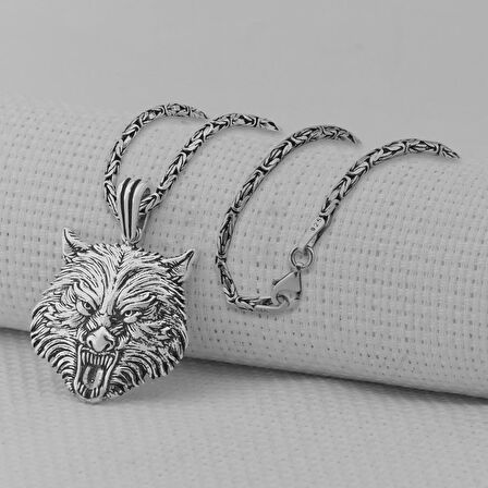 Alfa Kurt Tasarımlı 925 Ayar Erkek Gümüş Kolye