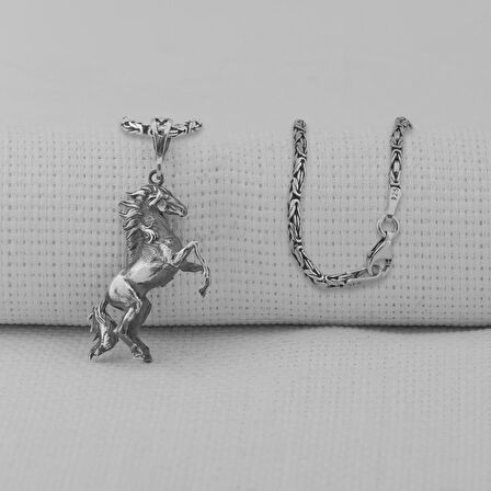 Dört Nala Giden Üç Boyutlu 925 Ayar Gümüş Kolye