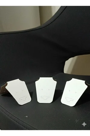 150 Adet Takı Kartı 12×5 cm – Kraft, Beyaz, Beyaz/Gri 3 Renk Küpe Kolye Bileklik Sunum & Sergi Kartı