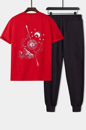 Unisex Pusula Baskılı 2'li Eşofman Takımı