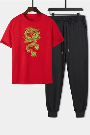 Unisex Chinese Dragonbaskılı 2'li Eşofman Takımı