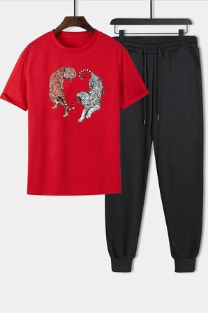 Unisex Tiger Baskılı 2'li Eşofman Takımı