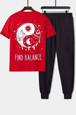 Unisex Yin & Yang Baskılı 2'li Eşofman Takımı