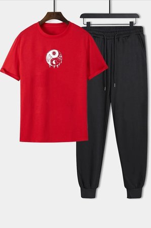 Unisex Yin & Yang Baskılı 2'li Eşofman Takımı