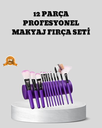 12 Parça Makyaj Fırça Seti - Profesyonel ve Günlük Kullanıma Uygun