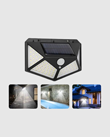 100 LED Güneş Enerjili Bahçe Lambası - PIR Sensörlü, IP65 Su Geçirmez Dış Mekan Aydınlatma