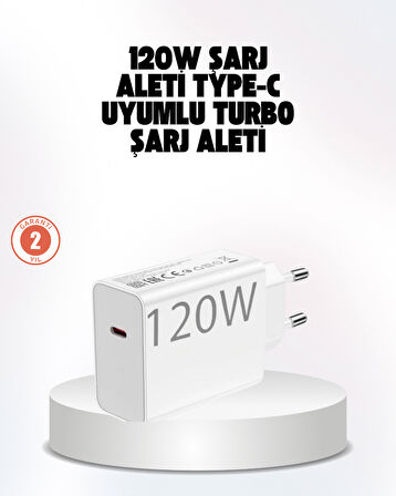 120W Güçlü Hızlı Şarj Adaptörü ve Type-C Kablo Seti - Güvenli Şarj Teknolojisi