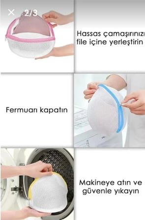 3 lu Çamaşır Makinesi File Seti - Hassas Sütyen, İç Giyim ve Bebek Kıyafeti Yıkama Torbası (3'lü Paket)