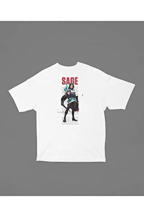 Saage Baskılı Unisex Oversize Vaalorant Tişört