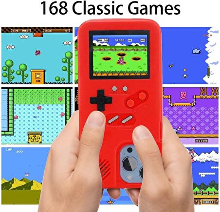 Gameboy Kılıfı iPhone 11 Uyumlu,Retro 168 Klasik Oyunlar,Oyun Kılıfı,Darbeye Dayanıklı