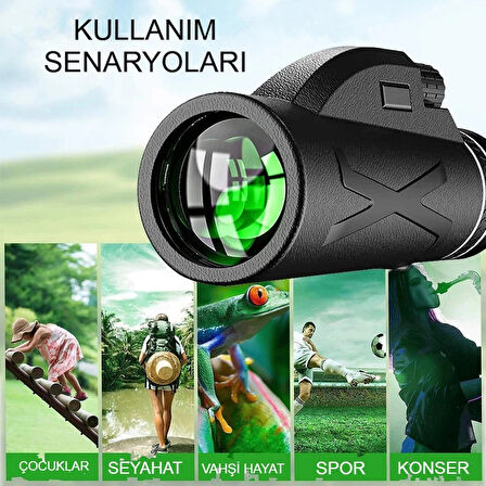 Ultra HD Monoküler 80x100 Zoomlu Dürbün Su Geçirmez Kamp Kuş Gözlemi Doğa Tripodlu Telefon Tutacağı