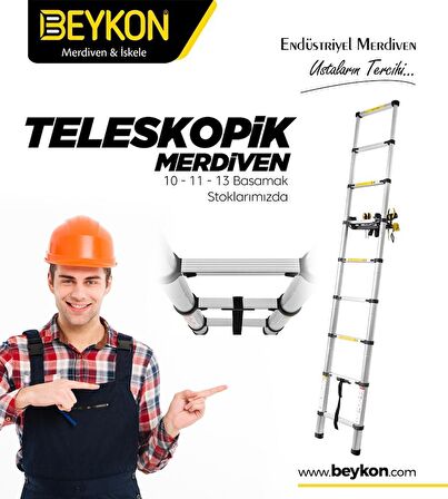 beykon teleskopik 290 cm 10 basamaklı uzayan merdiven