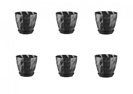 MODULAR SQUARE SAKSI 5 ADET - 1.85 LT SİYAH DEKORATİF SAKSI