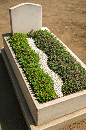 MEZAR - KABİR ÇİÇEKLİ BİTKİ SETİ - 90 ADET YER ÖRTÜCÜ BİTKİ + 20 KG DOLOMİT TAŞI (Acem Halısı-Buz Çi