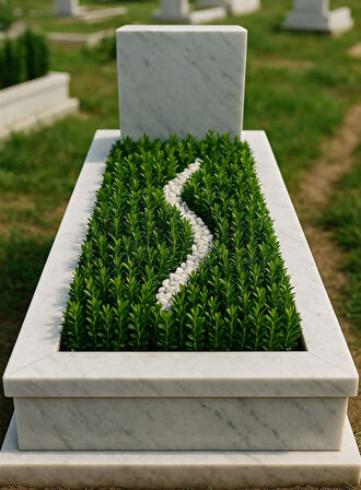 MEZAR - KABİR BİTKİ SETİ - 20 ADET YEŞİL TAFLAN GREENSPİRE 25-30 CM + 20 KG DOLOMİT TAŞI