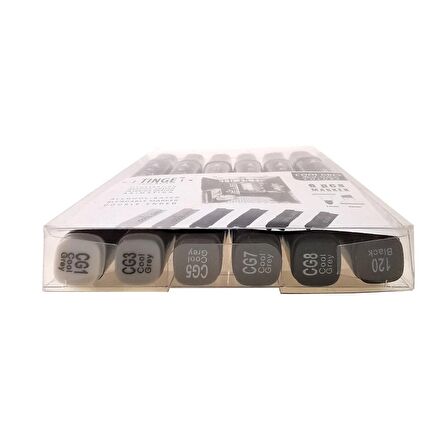 Tinge Twin Çift Taraflı Marker Kalemi 6lı Set Cool Grey