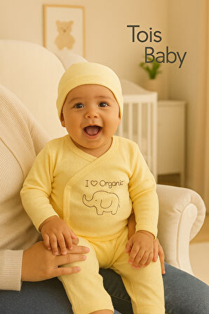 3 Lü Avantajlı Set Hediyelik Organik Hastane Çıkışı Bebek Takımı 0-3 Ay